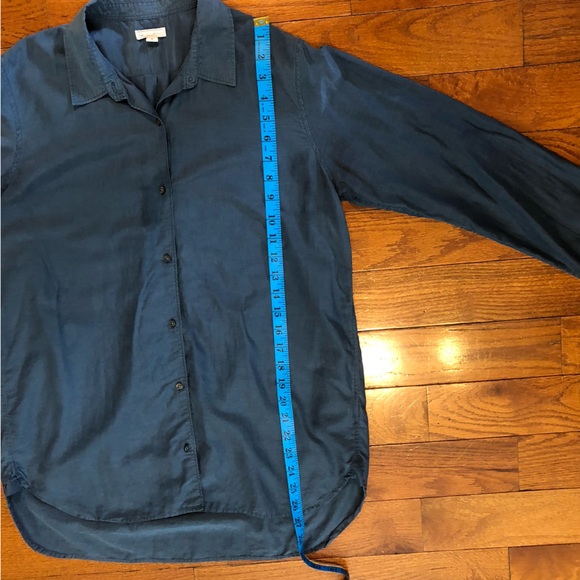 Gap Blue Silk Button Down Shirt with Oil Stain Men's Medium, Preowned - Picture 4 of 7